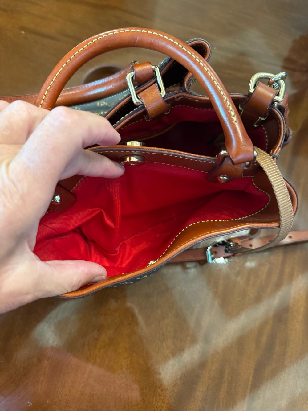Dooney & Bourke Black and Brown Signature Logo Shoulder Bag - Picture 6 of 8